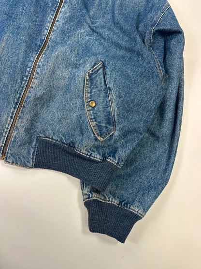Kenzo Jeans Early 90’s Reversible Denim & Waves Pattern Bomber Jacket