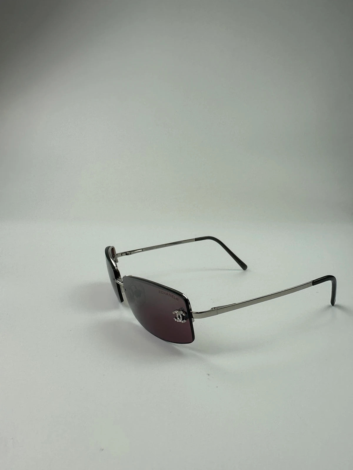 Chanel Purple Sunglasses Frame Rimless Strass