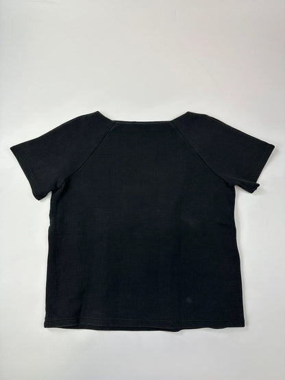 Prada Milano SS2015 Black Cottons & Nylon Crop Top Tee