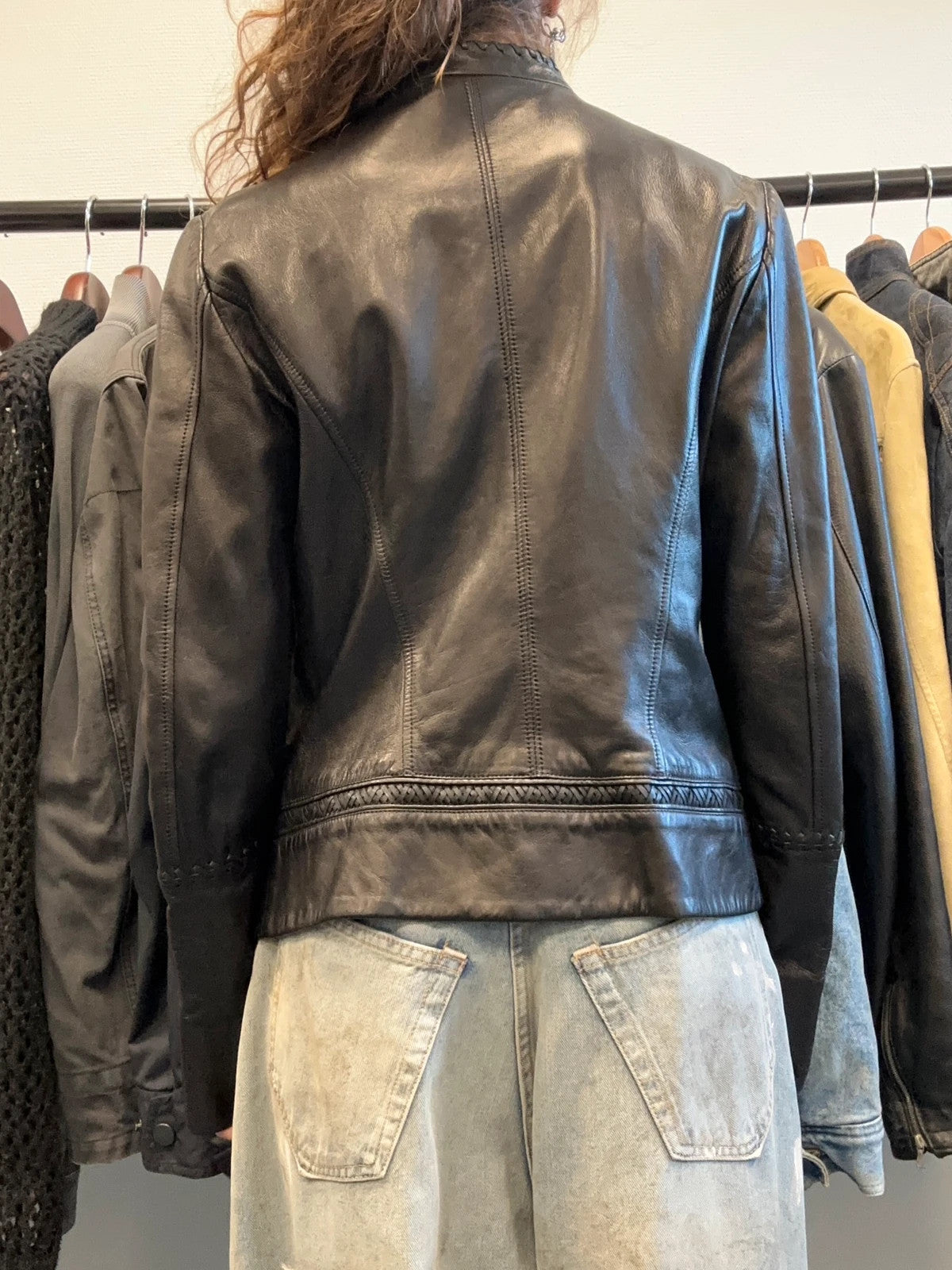 Roberto Cavalli 00’s Black Diamond Studded Leather Jacket