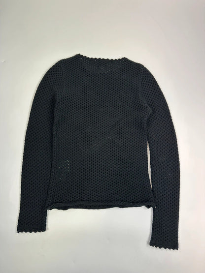 Dolce & Gabbana 00s Black Mesh Wool Knitted Sweater