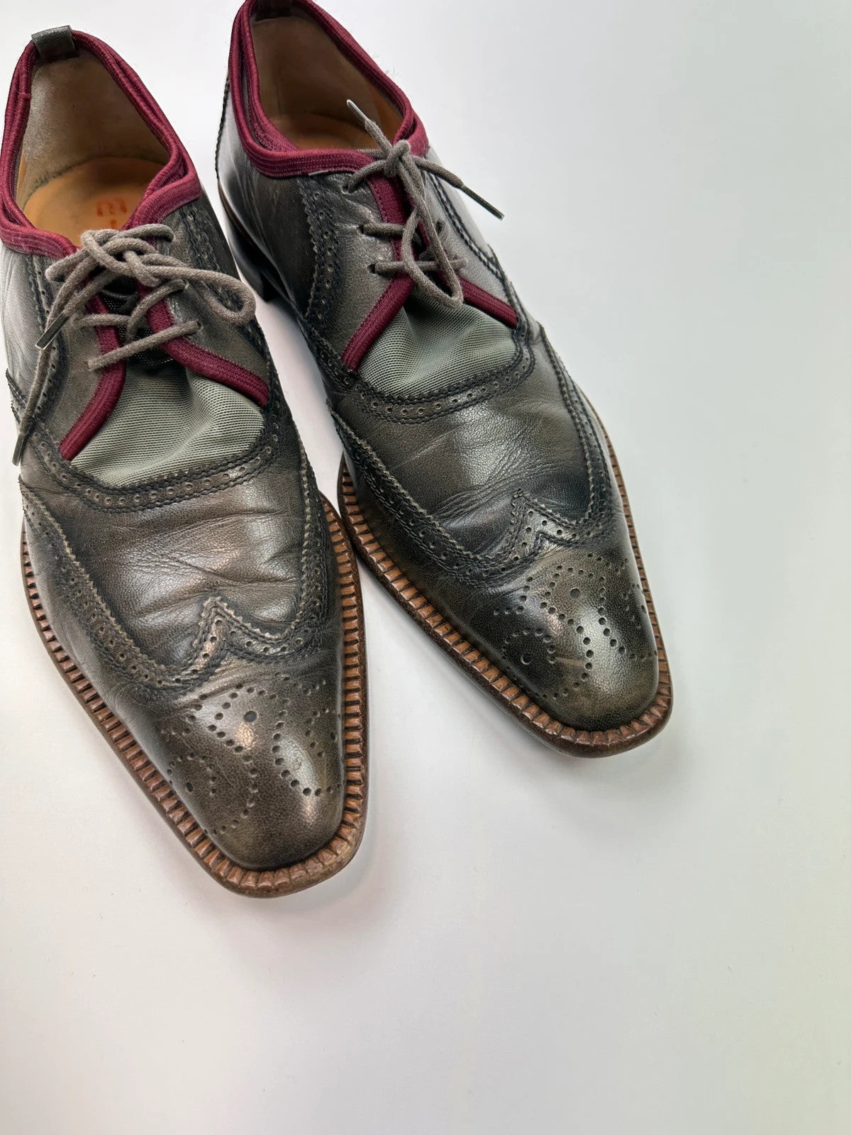 Miu Miu Early 90’s Khaki Two Tone Leather & Mesh Derby Dress Shoes