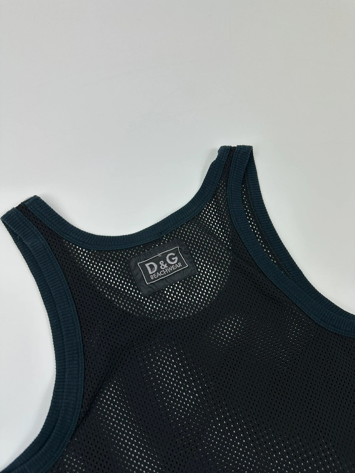 Dolce Gabbana SS2002 Beachwear Mesh Tank Top  Black