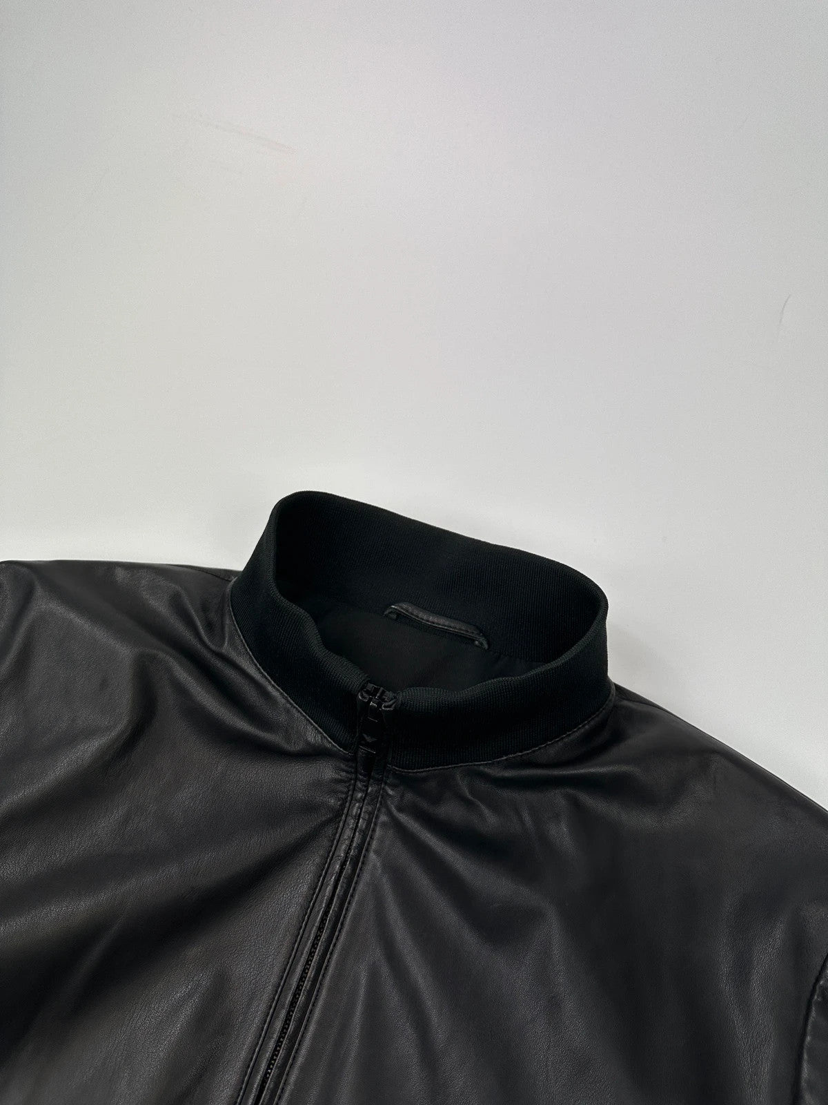 Emporio Armani FW2019 Black Lamb Leather Bomber Jacket