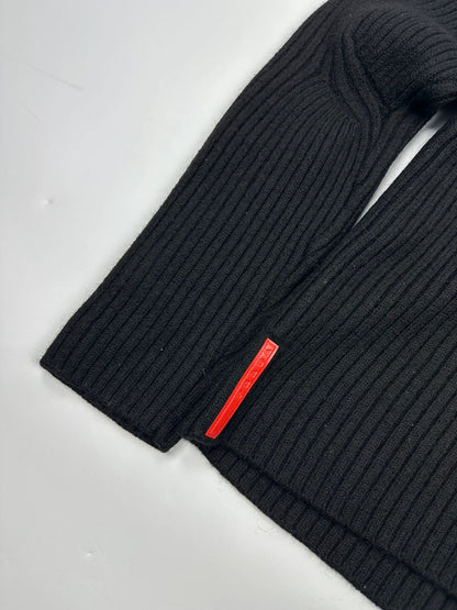 Prada Sport FW2006 Black Ribbed Wool TurtleNeck Knit Sweater