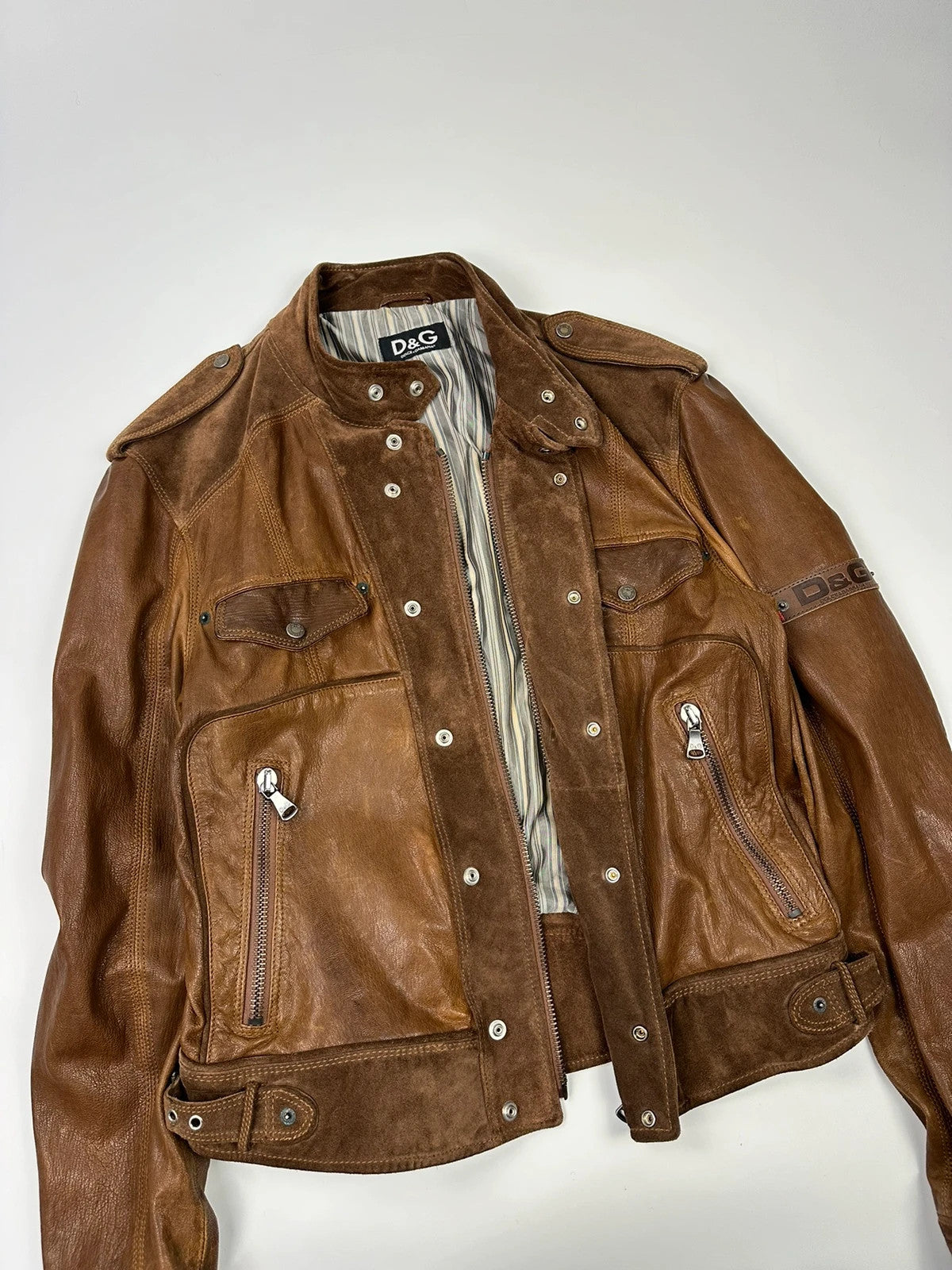 Dolce & Gabbana 00’s Leather Suede Brown Flight Bomber Jacket