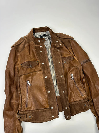 Dolce & Gabbana 00’s Leather Suede Brown Flight Bomber Jacket