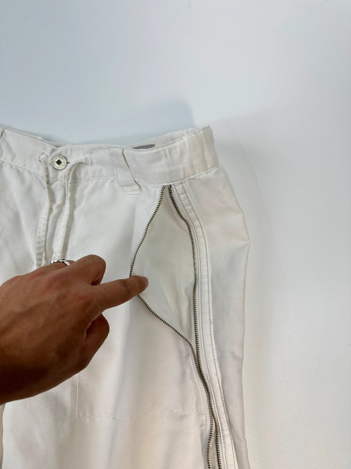 Marithé + François Girbaud White Parachute Cargo Light Pants