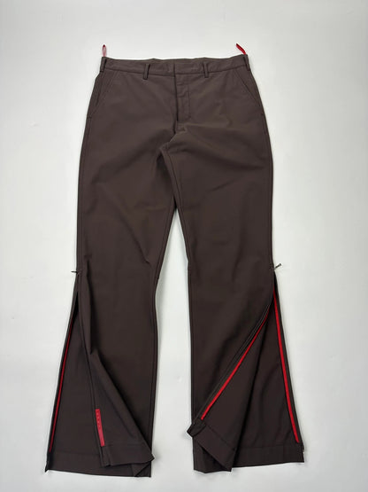 Prada Sport FW2002 Brown Flared Zip Pants