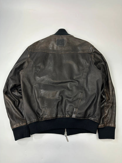 Gianfranco Ferré 00’s Brown Leather Bomber Jacket