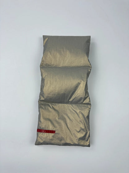 Prada Sport FW99 Magnetic Closure Silver Shiny Padded Scarf