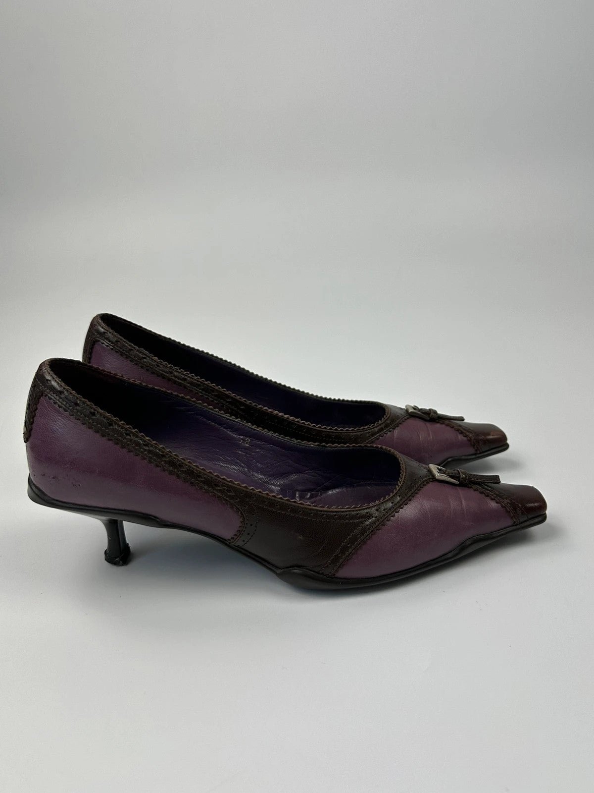 Prada Milano SS2000 Purple Brown Leather Heels Pumps