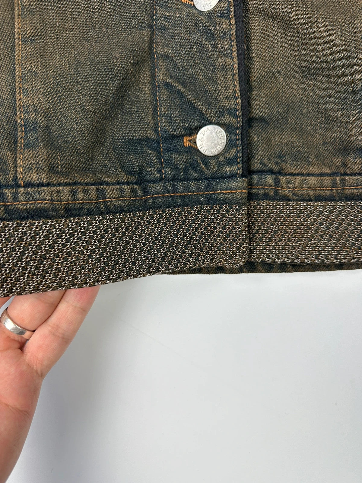 Prada Milano FW2006 Metal Chains Faded Denim Crop Jacket