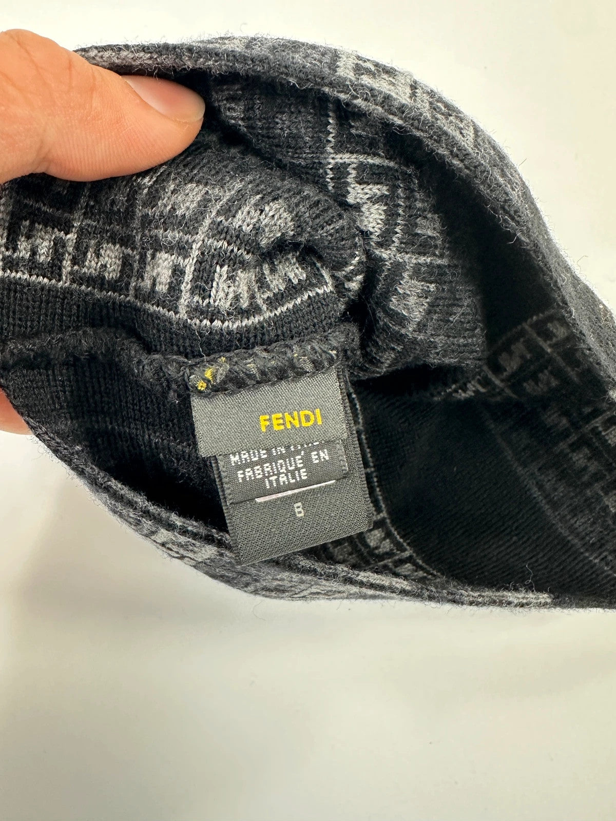 Fendi Black & Grey Wool Multi Monogram FF Logo Beanie