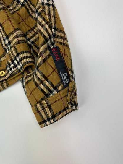 Dolce Gabbana 00’s Wool Tartan Checkered Trucker Jacket