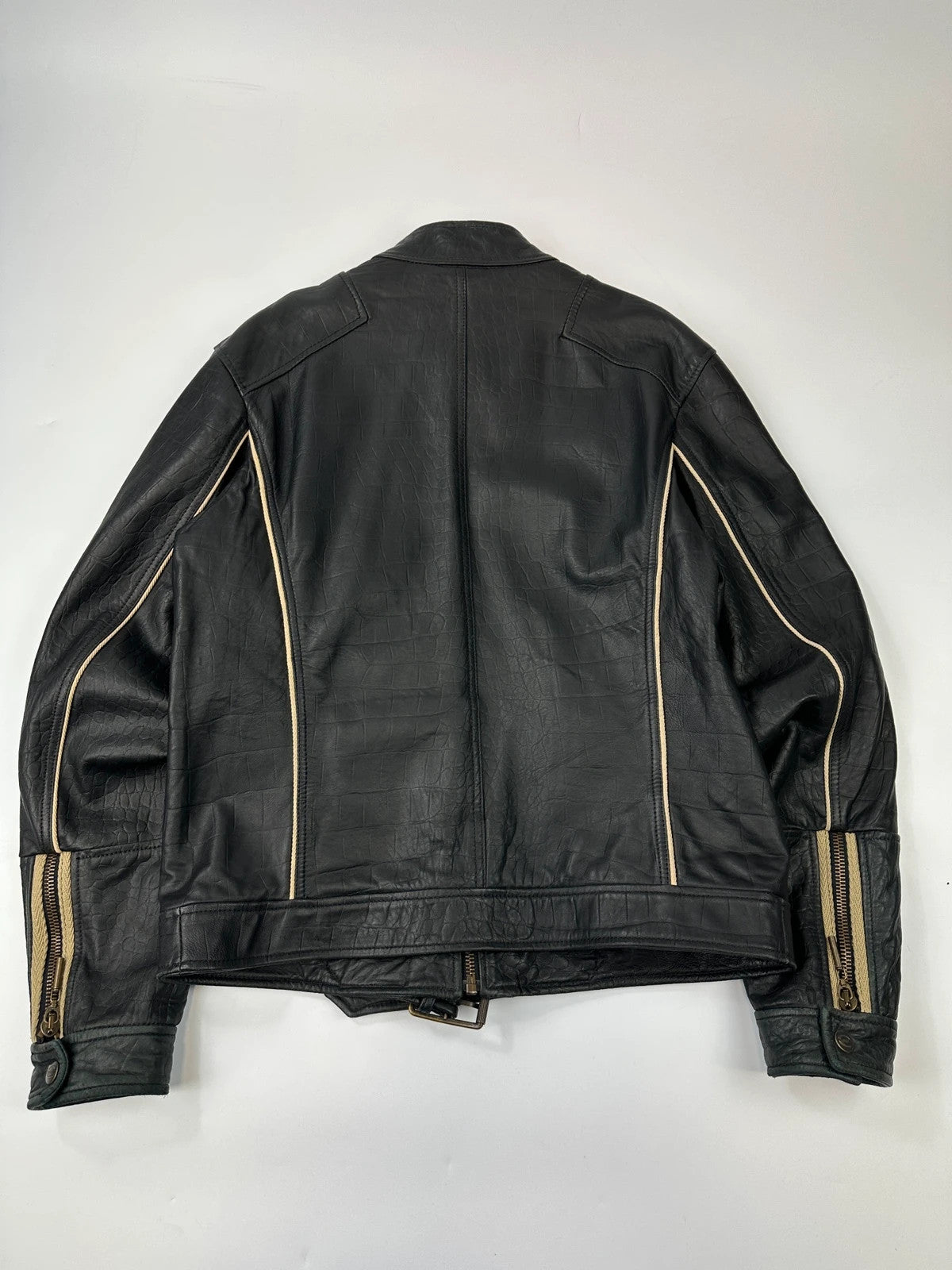 Roberto Cavalli 00’s Black Leather Stamped Jacket