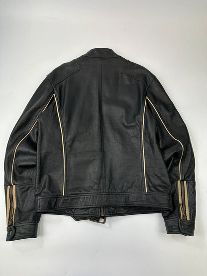Roberto Cavalli 00’s Black Leather Stamped Jacket