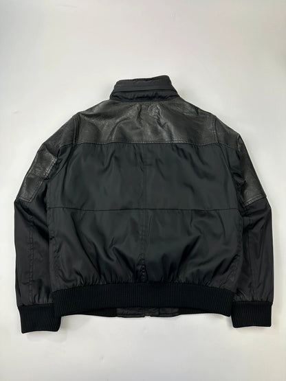 Prada Milano FW2009 Black Leather & Nylon Padded Bomber Jacket