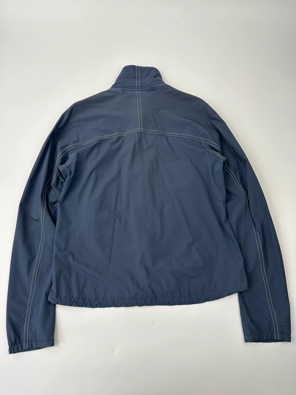 Prada Sport SS2002 Blue Track White Contrast Stich Light Packable Bag Jacket