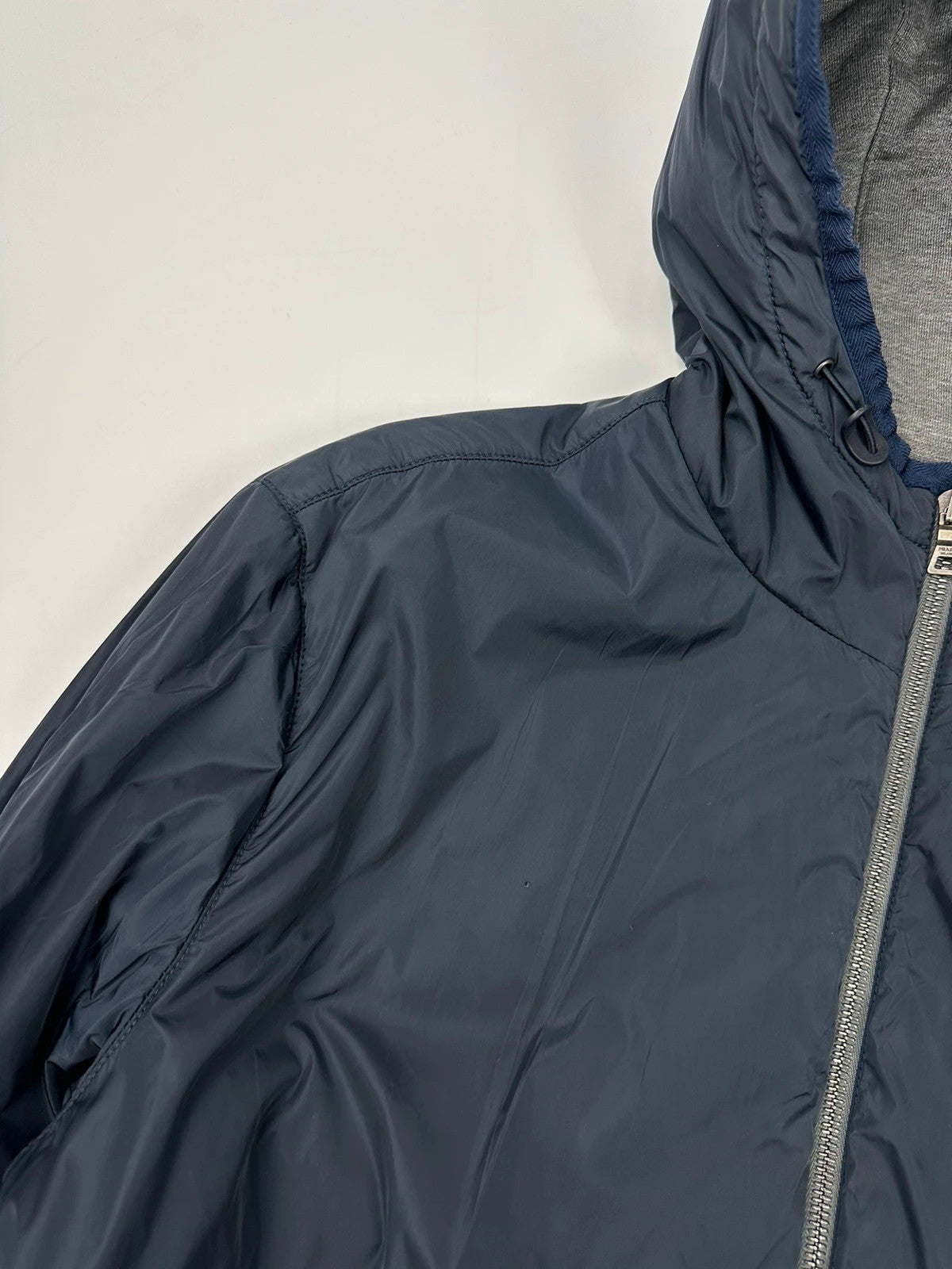 Prada Sport FW2013 Réversible Nylon Navy Blue & Grey Hoodie Jacket