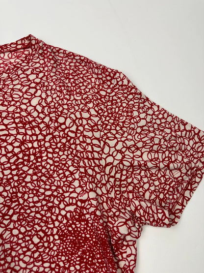 Prada Milano SS2000 Red & White Bubble Print Silk Tee