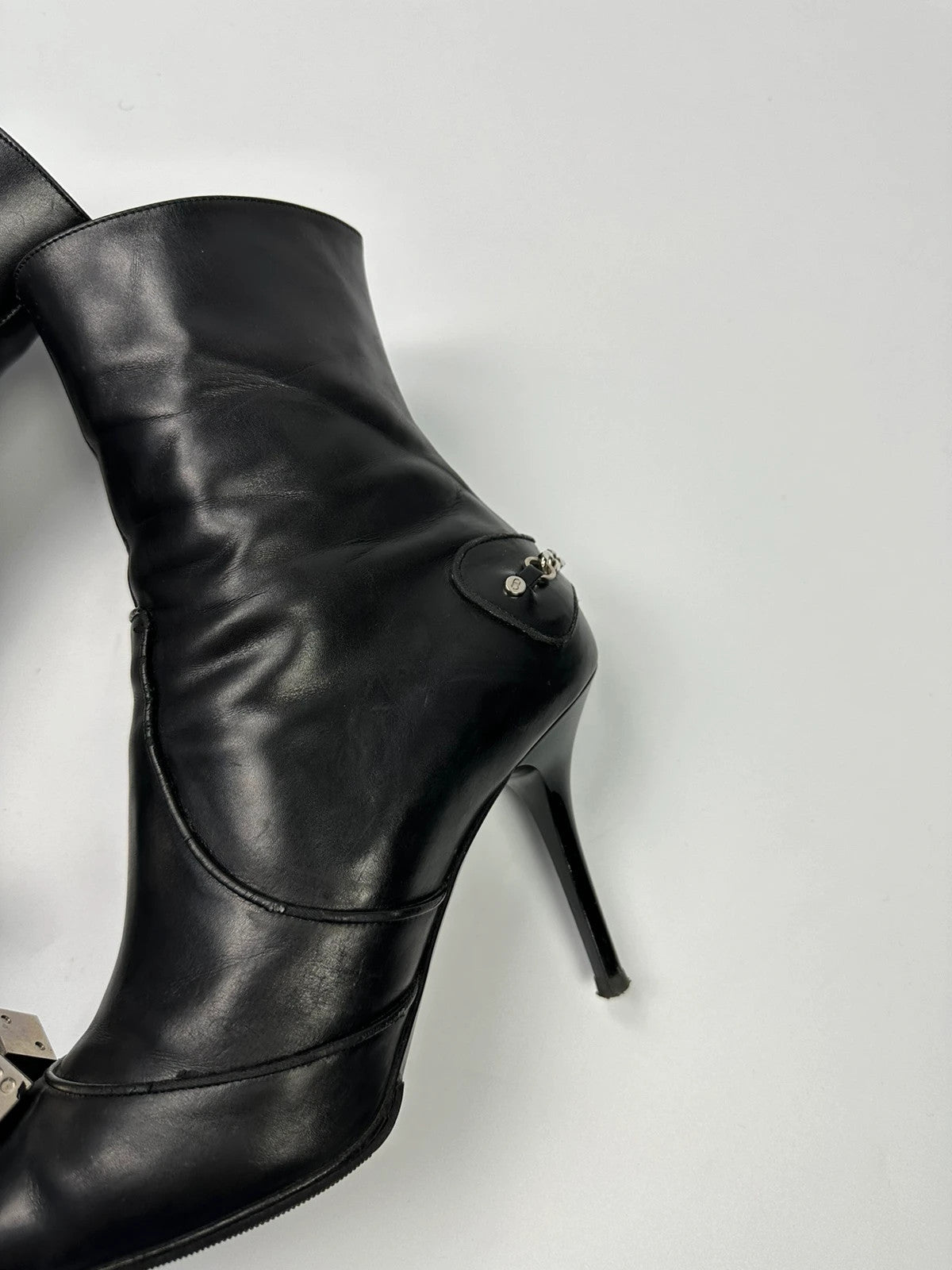 Dior By John Galliano AW04 Dice Black Leather Boots Heels