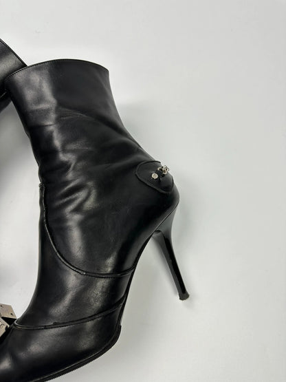 Dior By John Galliano AW04 Dice Black Leather Boots Heels