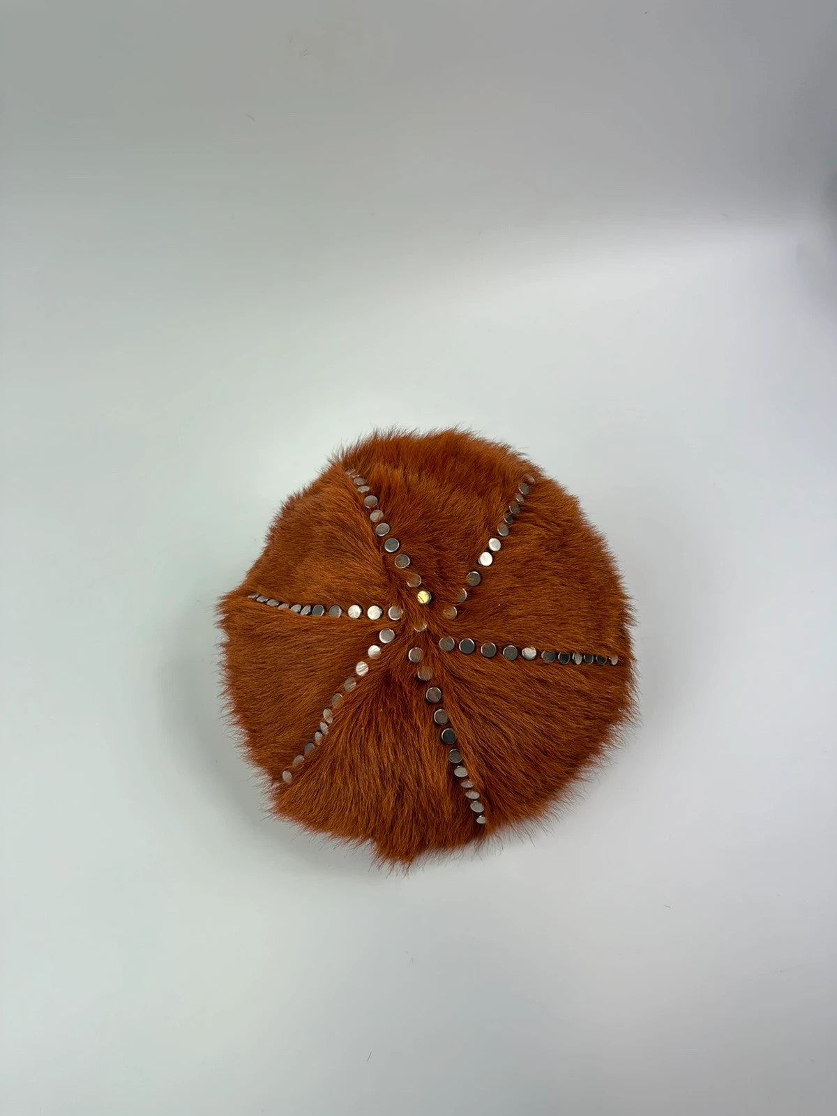 Prada Fall / Winter 2017 Studded Fur Hat Runway Cognac Silver