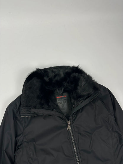 Prada Sport FW2002 Black Nylon & Fur 2In1 Jacket
