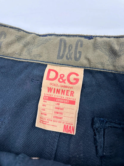 Dolce Gabbana FW2006 Heavy Thick Cargo Zip Navy Pants