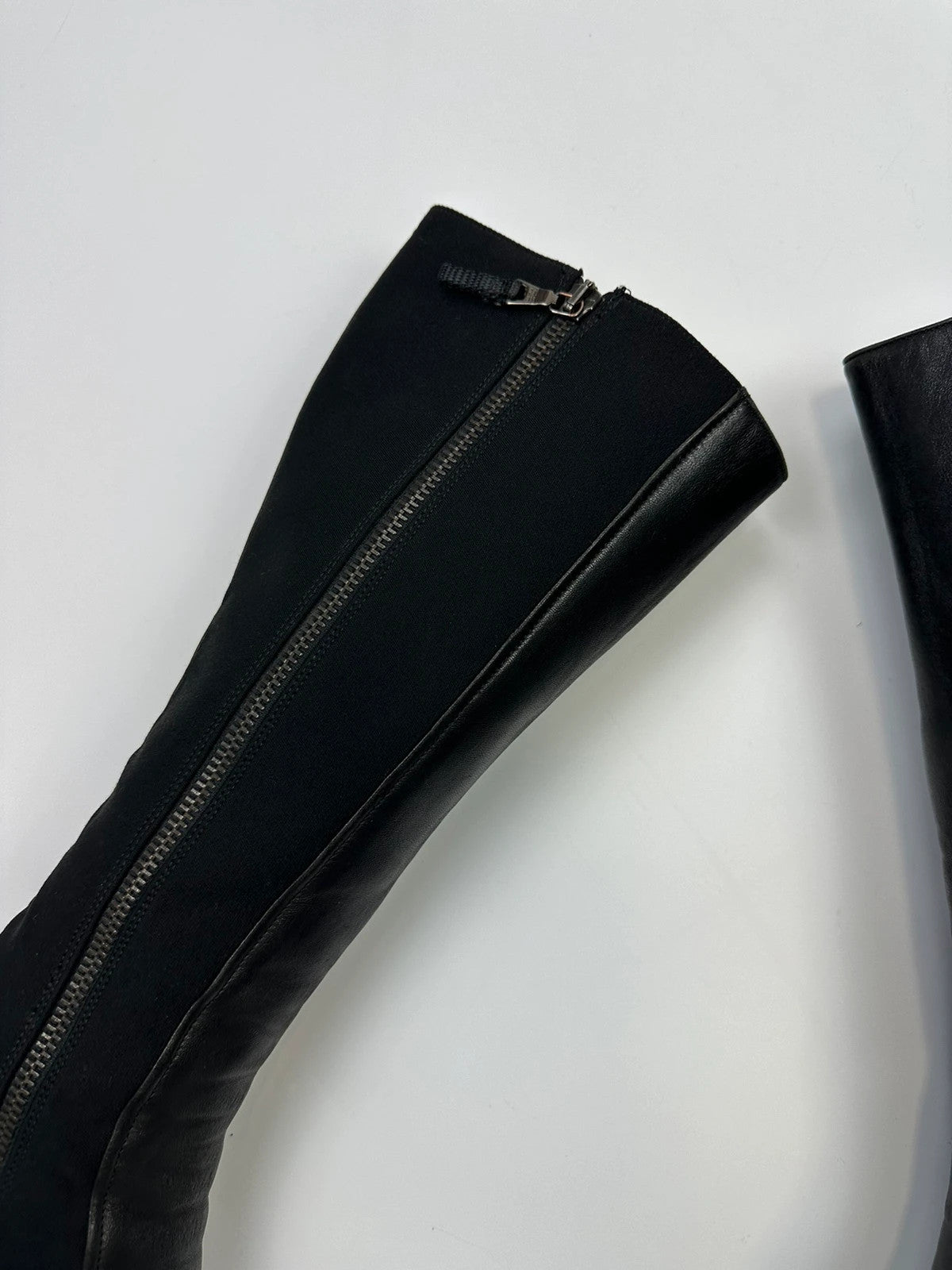 Prada Milano 00’s High Neoprenne Leather Heels Black Boots