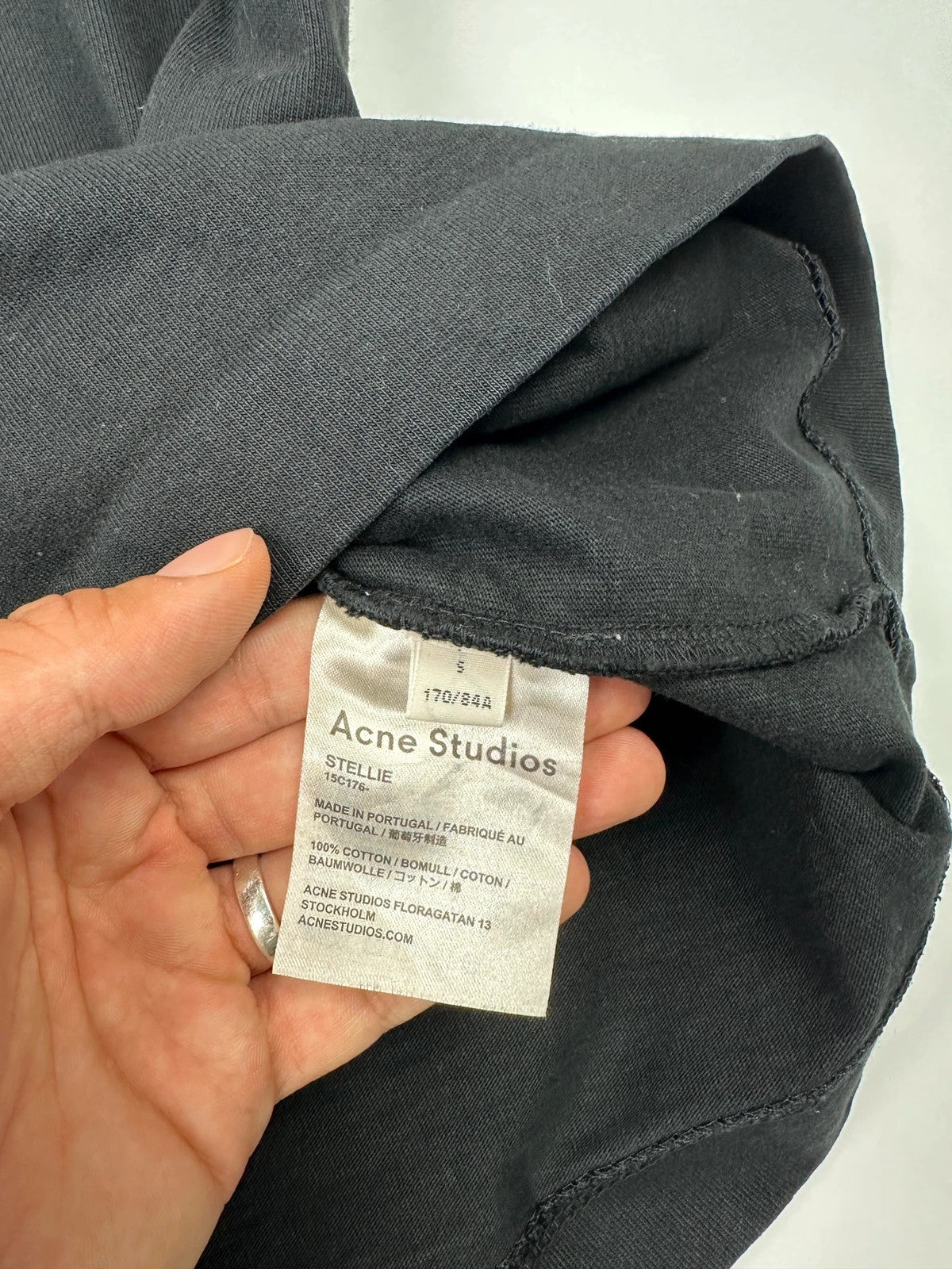 Acne Studio Black Oversized Boxy Crop Black Thick Cotton Tee