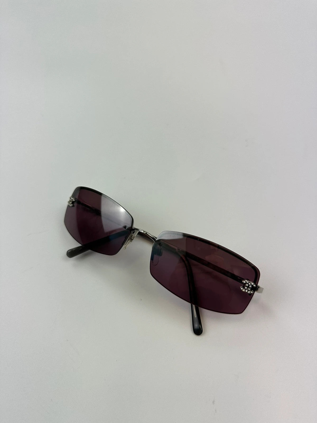 Chanel Purple Sunglasses Frame Rimless Strass