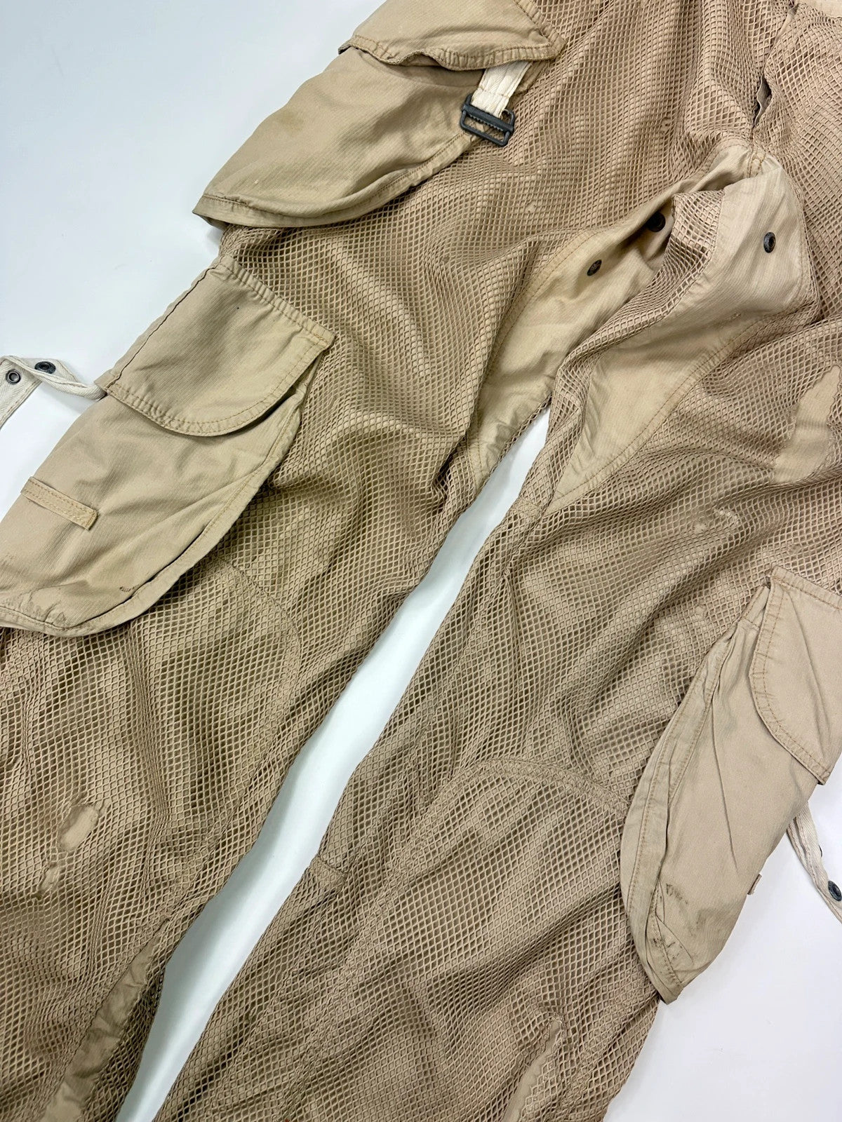 Dolce & Gabbana SS2003 Beige Mesh Layer Cargo Pants