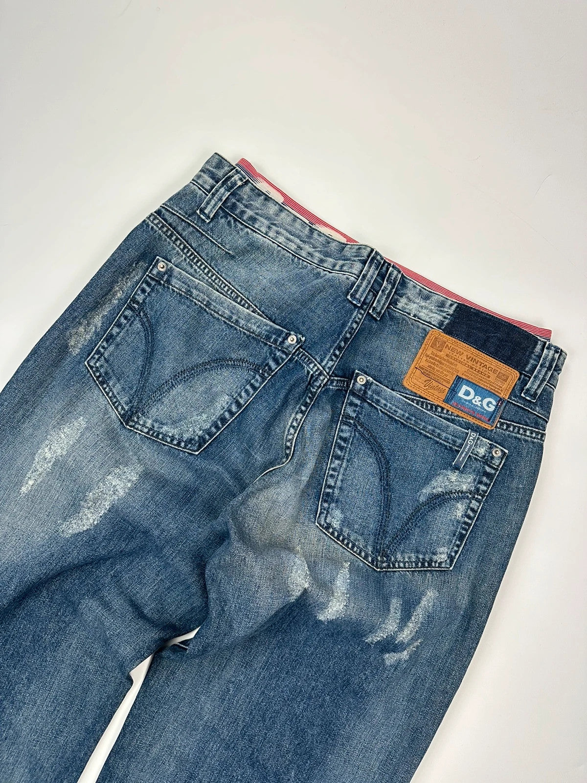 Dolce & Gabbana 00’s Double Waist Destroy Baggy Denim Pants