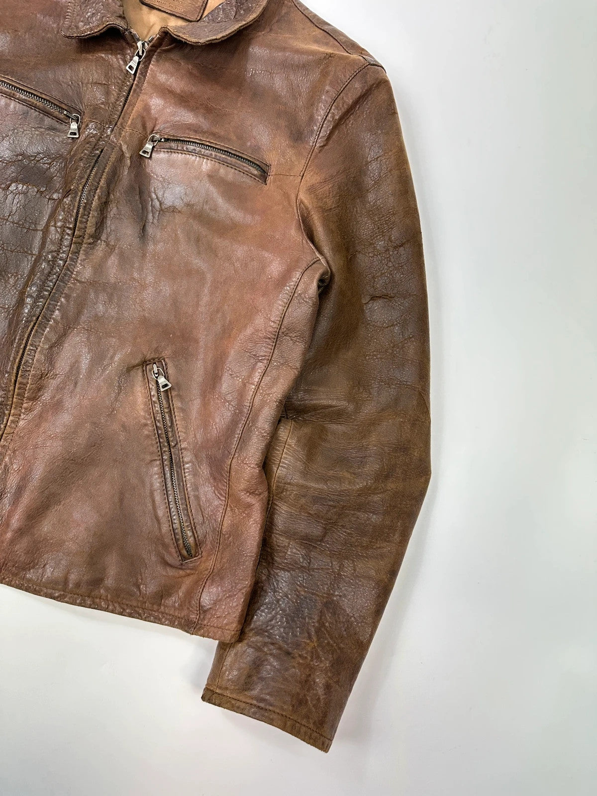 Prada Milano FW07 Brown Eroded Leather Jacket
