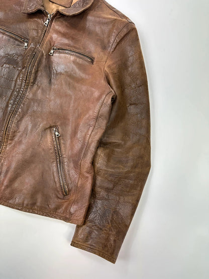 Prada Milano FW07 Brown Eroded Leather Jacket
