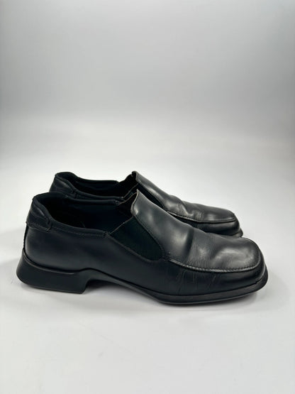 Prada Milano FW1999 Black Leather Square Toe Loafer  Dress Shoes