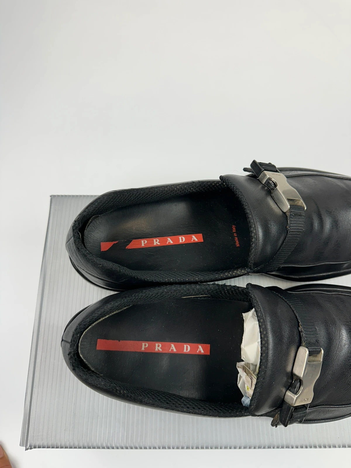 Prada Sport SS1999 Black Leather Belted Loafer