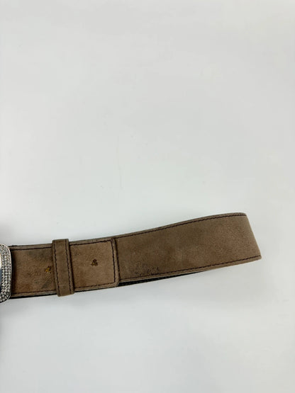 Prada Milano Brown Leather Silver Studded Belt