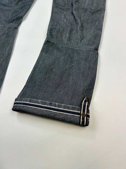 Marithé + François Girbaud 00’s Navy Bleu Grey Flared Denim Pants