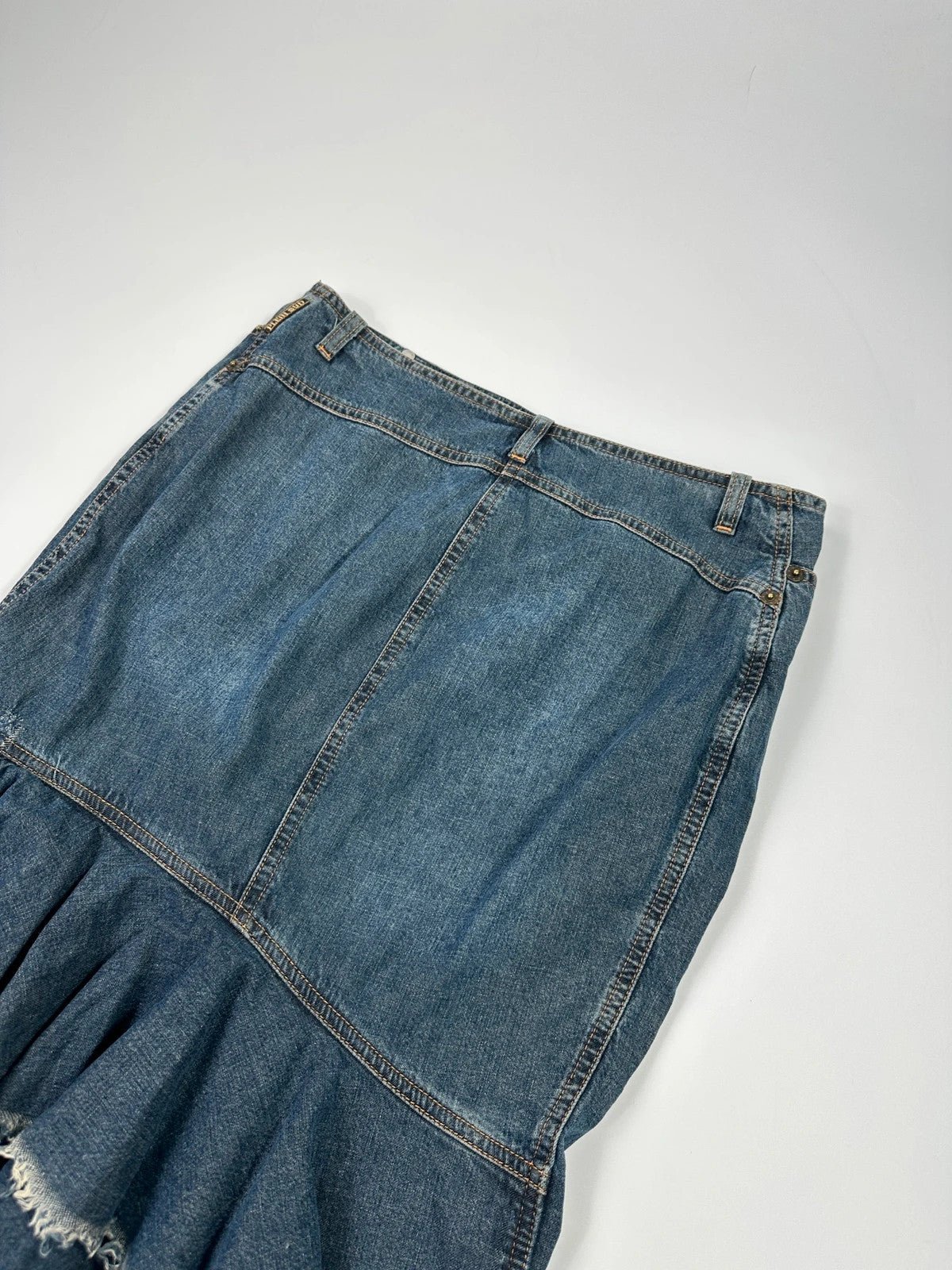 Pleins Sud 90’s Asymetrical Mid Length Fluffy Light Denim Skirt