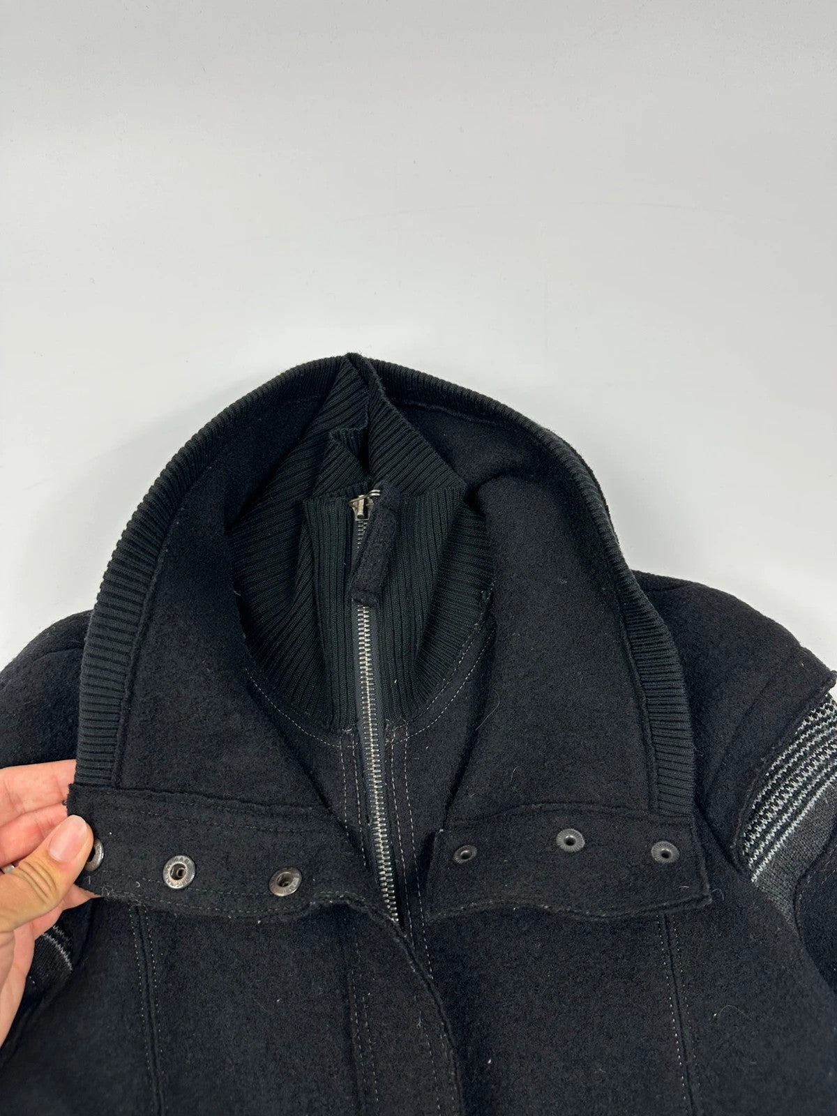 Marithé + François Girbaud 00s Black Wool Double High Neck