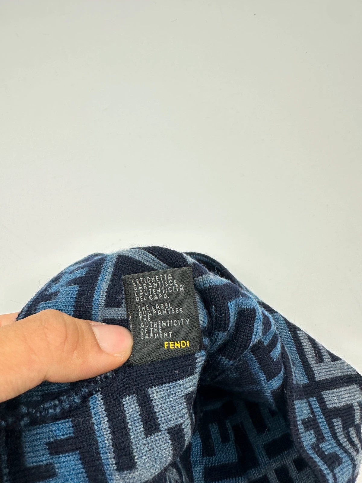 Fendi Blue Multi Zucca FF Monogram Wool Beanie