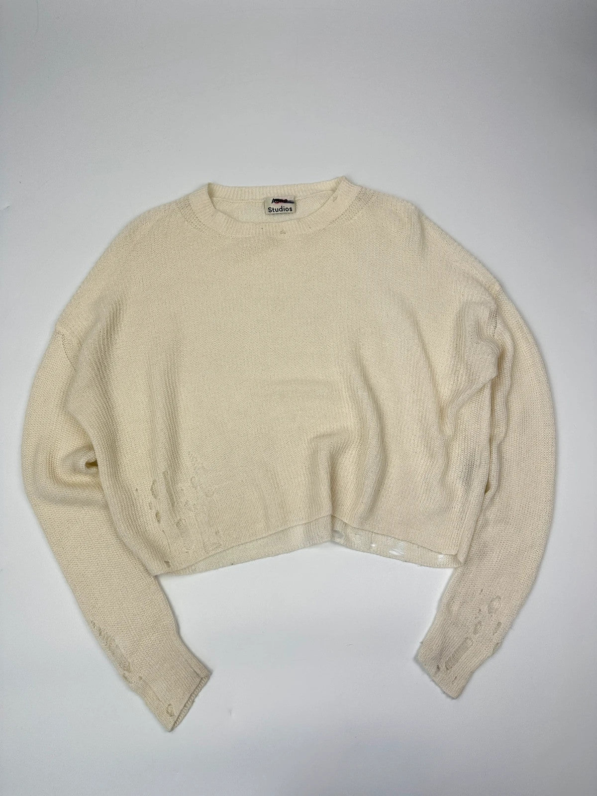 Acne Studio SS2017 Destroy Holes Knit Beige & White Sweater