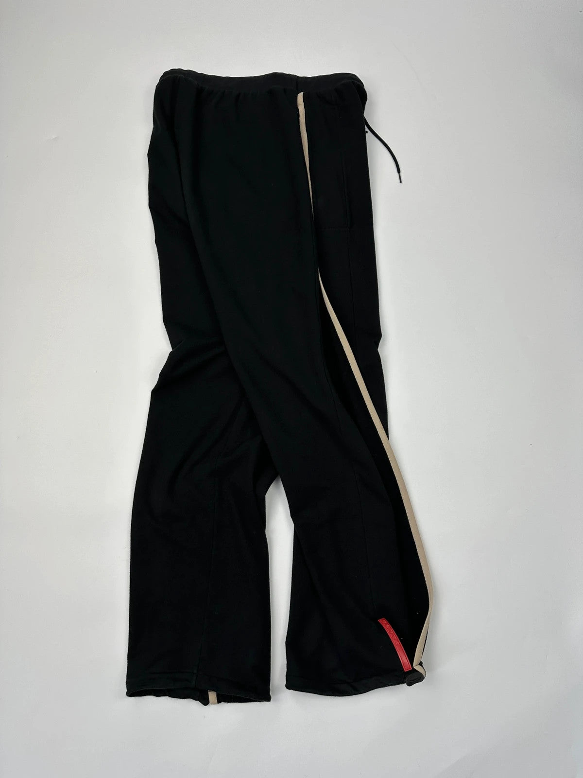Prada Sport FW2002 Jet Black Stripes Joggers Baggy Track Pants