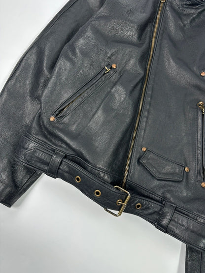 Versace 90’s Black Leather Perfecto Laces Jacket