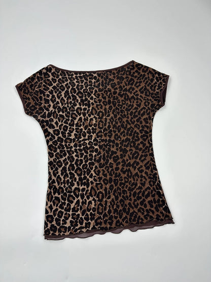 Dolce & Gabbana 00s Double Layer Fitted Leopard Print Tee