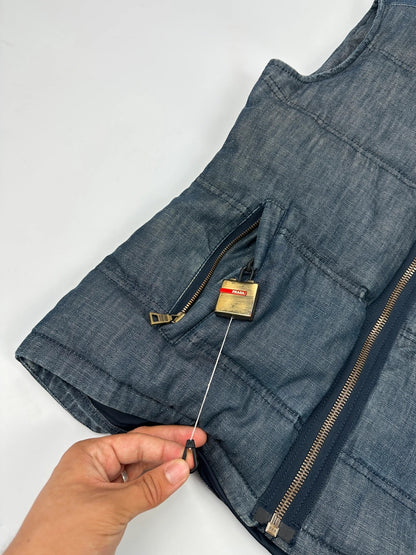 Prada Sport FW01 Denim Puffer Hooded Down Jacket