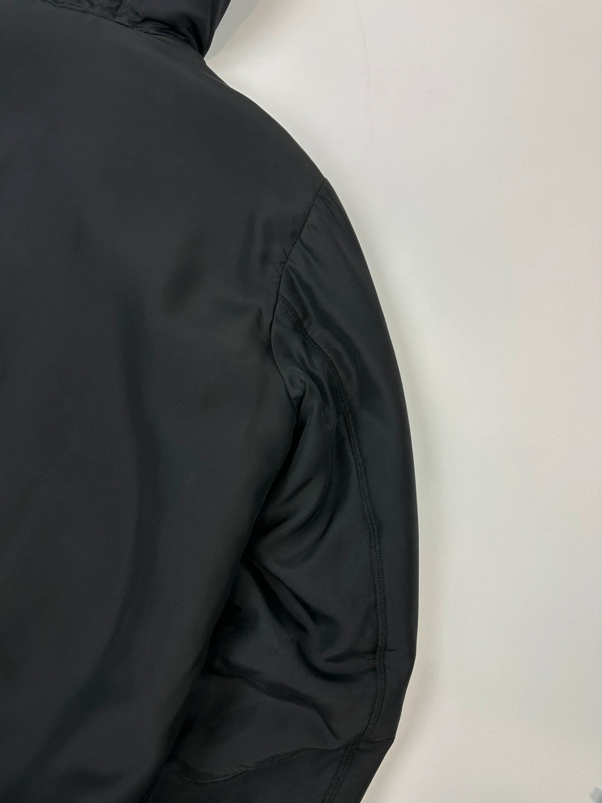 Prada Milano FW2013 Black Padded Silk Hooded Bomber Jacket